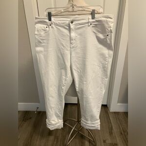 Style & Co New Womens Cuffed Boyfriend Jeans Low Rise Bright White  Sz 18
